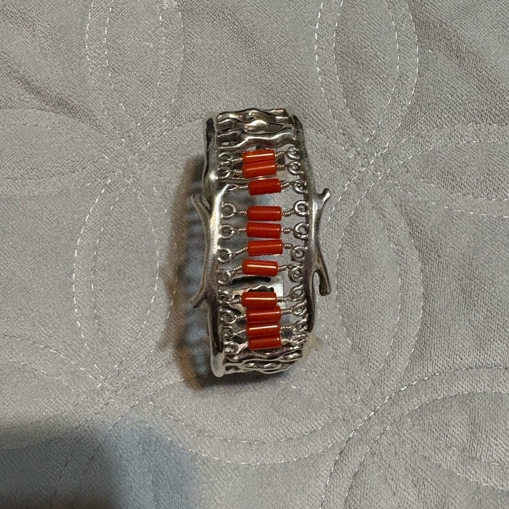 Studio Barse Silver And Red Statement Bracelet - image 1